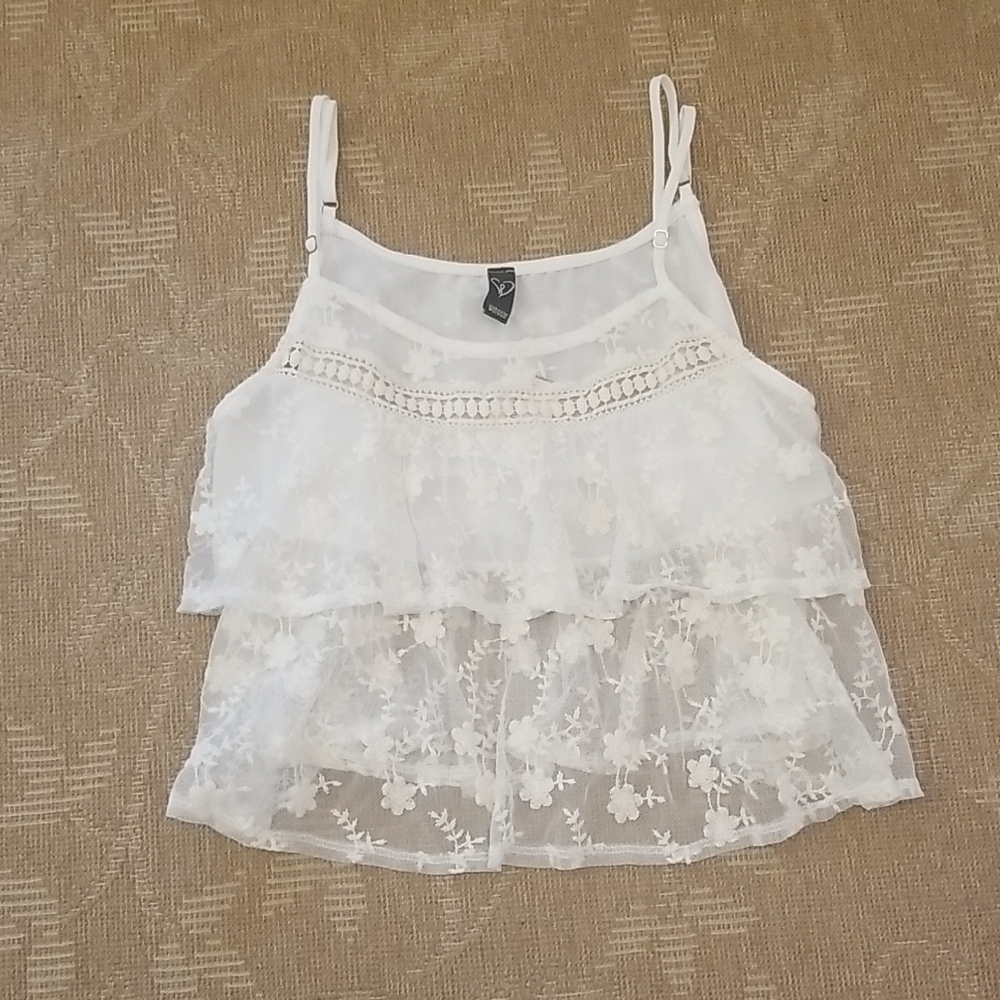 Windsor White Lace Tiered Cami Top – NWT Size S